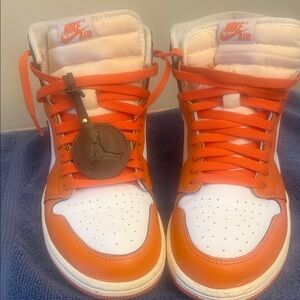 Jordan 1 Nike High-Top Sneakers - Orange and White
